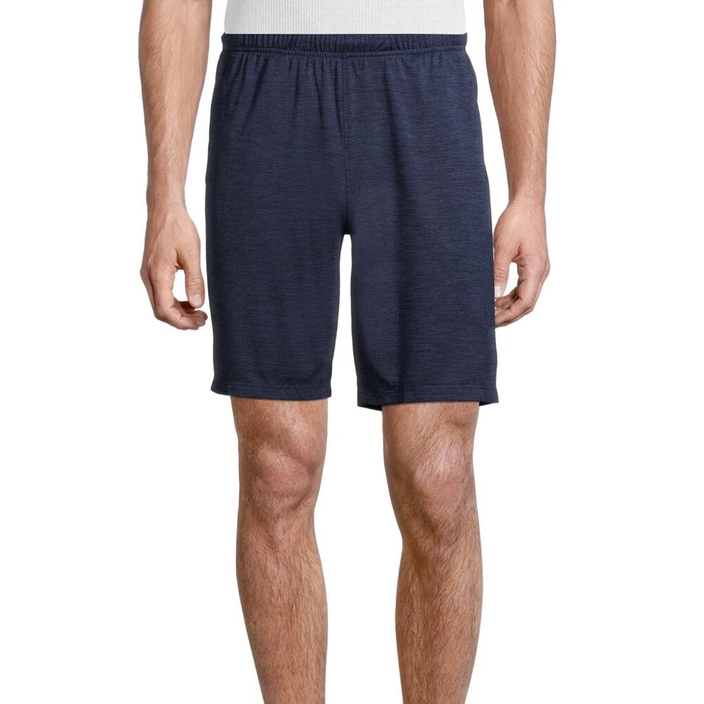 AL1VE Men’s 9" Workout Shorts – Indigo Ink Heather, Large, Moisture-Wicking